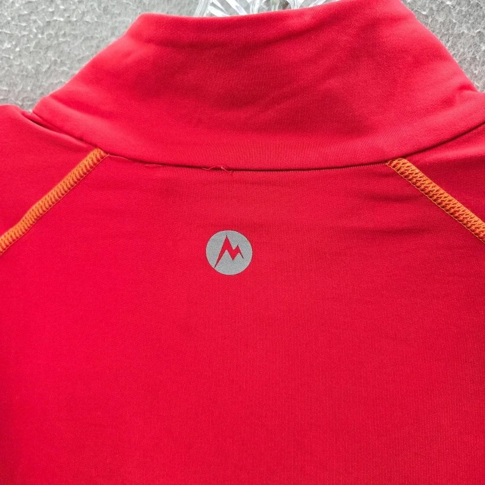 Marmot Men Sweatshirt Large Red 1/2 Zip Pockets Thumbholes Mock‎ Neck Pullover
